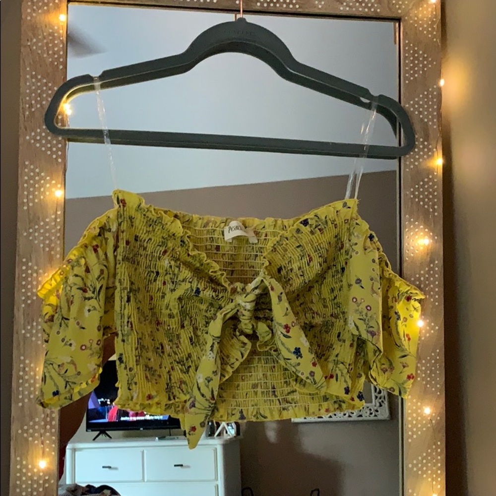 Yellow Floral Smocked Crop Top